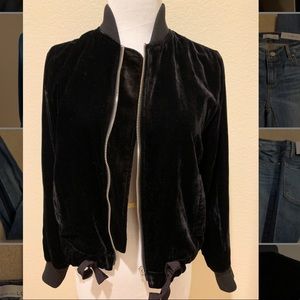 JCrew Black Velvet Bomber NWT